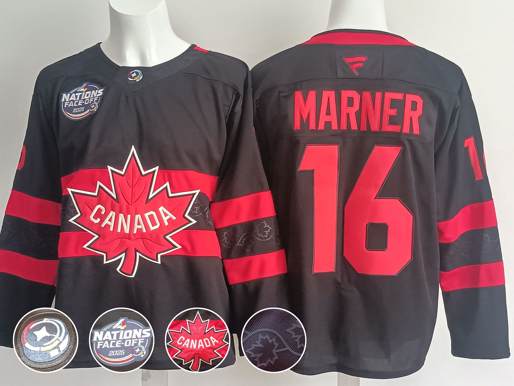 Men Canada 16 Marner Black 2025 Fanatics Home Premium NHL Jersey